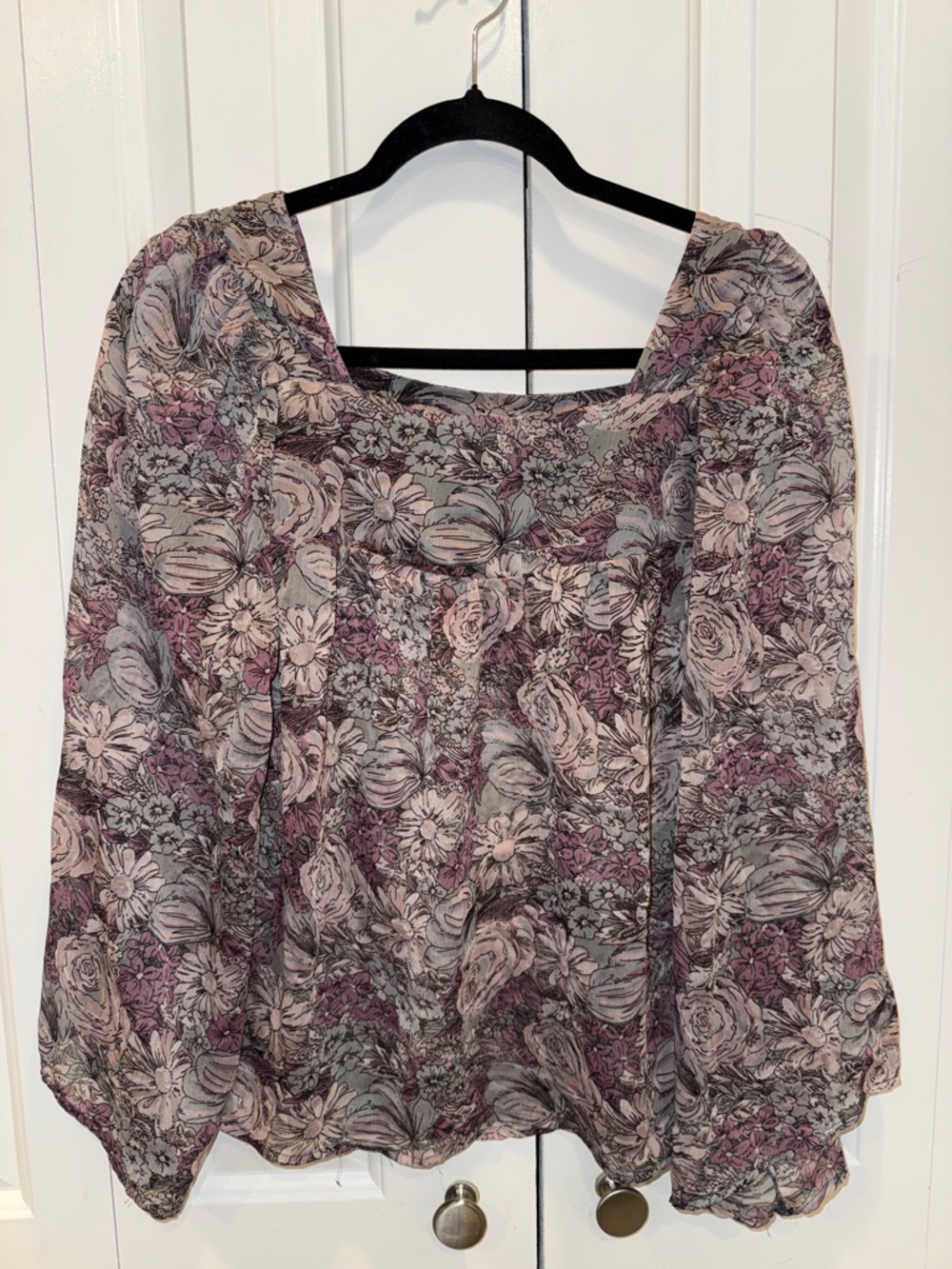 Fire‎ Los Angeles Mauve & Dusty Rose Floral Square-Neck Blouse